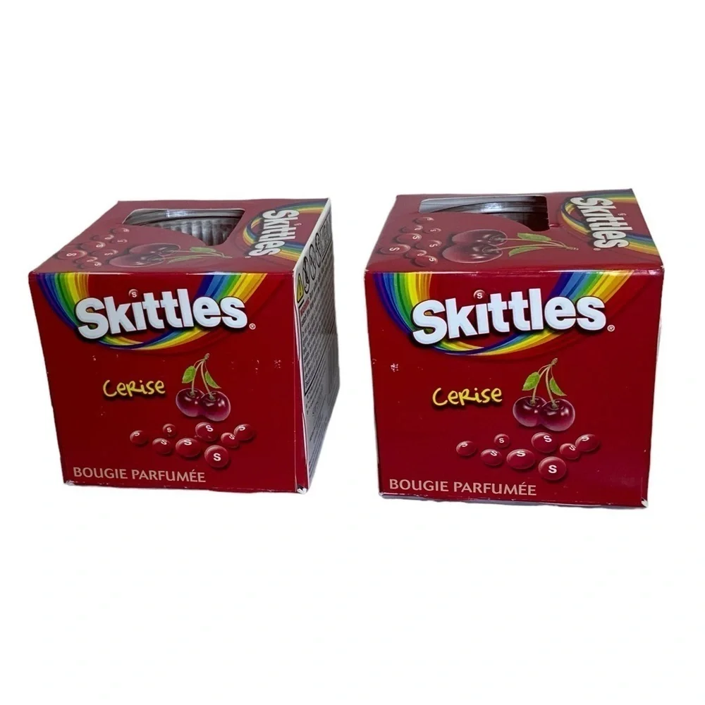 Skittles Candle Cherry Scented in Glass Container 3 OZ each 2 Piece Lot